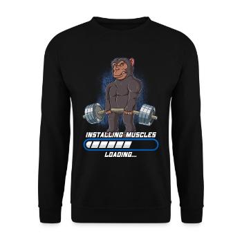 Chimpanzee Building Muscle Bodybuilding Fitness - Unisex Sweatshirt - black - Front - Alina (178cm) & Michal (187cm)
