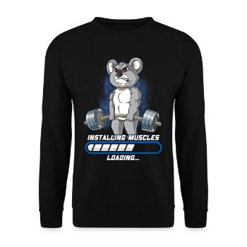 Koala Muskeln Aufbauen Bodybuilding Fitness Gym - Unisex Pullover - Schwarz - Vorne - Alina (178cm) & Michal (187cm)