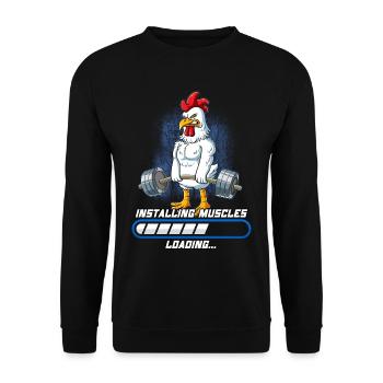 Rooster Muscle Building Musculation Fitness Gym - Sweat-shirt Unisexe - noir - Devant - Alina (178cm) & Michal (187cm)