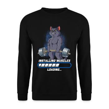 Cat Building Muscle Musculation Fitness Gym - Sweat-shirt Unisexe - noir - Devant - Alina (178cm) & Michal (187cm)
