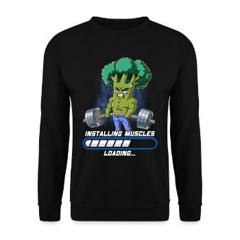 Brokkoli Muskeln Aufbauen Bodybuilding Fitness Gym - Unisex Pullover - Schwarz - Vorne - Alina (178cm) & Michal (187cm)