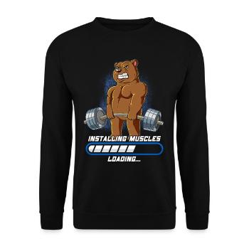 Bear Muscles Building Musculation Fitness Gym - Sweat-shirt Unisexe - noir - Devant - Alina (178cm) & Michal (187cm)