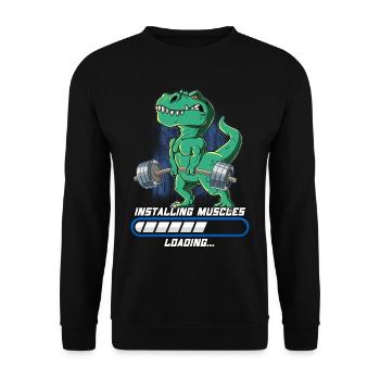 T-Rex Muskeln Aufbauen Bodybuilding Fitness Gym - Unisex Pullover - Schwarz - Vorne - Alina (178cm) & Michal (187cm)