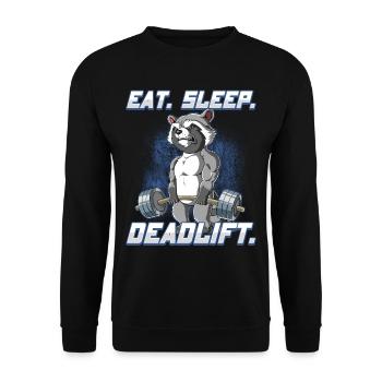 Waschbär Bodybuilding Fitness Gym Deadlift - Unisex Pullover - Schwarz - Vorne - Alina (178cm) & Michal (187cm)