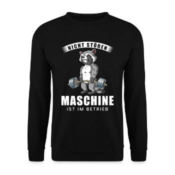 Nicht Stören Maschine In Betrieb Gym - Unisex Pullover - Schwarz - Vorne - Alina (178cm) & Michal (187cm)
