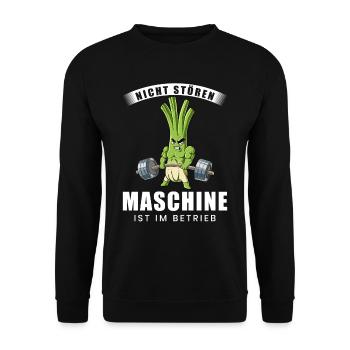 Nicht Stören Maschine In Betrieb Gym - Unisex Pullover - Schwarz - Vorne - Alina (178cm) & Michal (187cm)