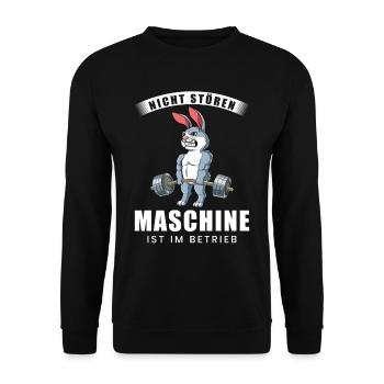 Nicht Stören Maschine In Betrieb Gym - Unisex Pullover - Schwarz - Vorne - Alina (178cm) & Michal (187cm)