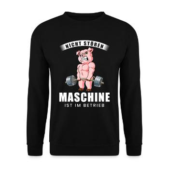 Nicht Stören Maschine In Betrieb Gym - Unisex Pullover - Schwarz - Vorne - Alina (178cm) & Michal (187cm)