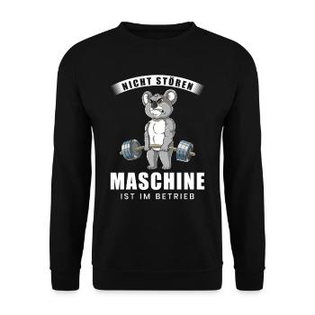 Nicht Stören Maschine In Betrieb Gym - Unisex Pullover - Schwarz - Vorne - Alina (178cm) & Michal (187cm)