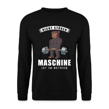 Nicht Stören Maschine In Betrieb Gym - Unisex Pullover - Schwarz - Vorne - Alina (178cm) & Michal (187cm)
