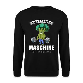 Nicht Stören Maschine In Betrieb Gym - Unisex Pullover - Schwarz - Vorne - Alina (178cm) & Michal (187cm)