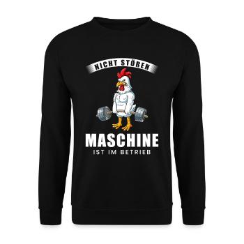 Nicht Stören Maschine In Betrieb Gym - Unisex Pullover - Schwarz - Vorne - Alina (178cm) & Michal (187cm)