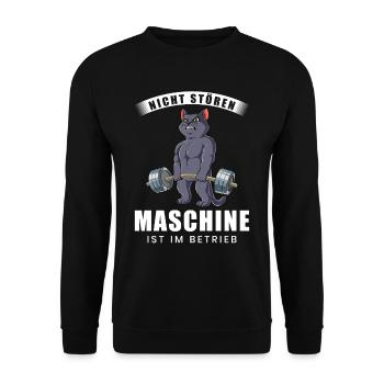 Nicht Stören Maschine In Betrieb Gym - Unisex Pullover - Schwarz - Vorne - Alina (178cm) & Michal (187cm)