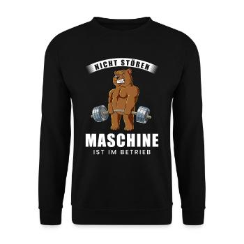 Nicht Stören Maschine In Betrieb Gym - Unisex Pullover - Schwarz - Vorne - Alina (178cm) & Michal (187cm)
