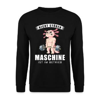Nicht Stören Maschine In Betrieb Gym - Unisex Pullover - Schwarz - Vorne - Alina (178cm) & Michal (187cm)