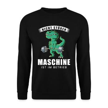 Nicht Stören Maschine In Betrieb Gym - Unisex Pullover - Schwarz - Vorne - Alina (178cm) & Michal (187cm)