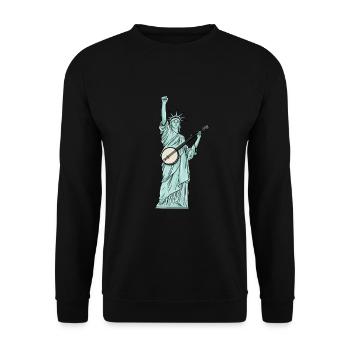 Statue of Liberty Banjo Musician Design for Bluegrass - Unisex Sweatshirt - black - Front - Alina (178cm) & Michal (187cm)