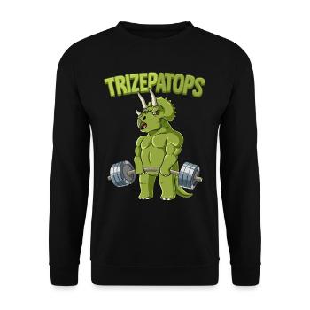 Trizepatops Triceratops Bodybuilding Fitness Gym - Unisex Pullover - Schwarz - Vorne - Alina (178cm) & Michal (187cm)