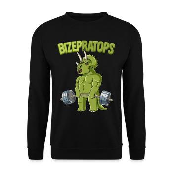 Bizepratops Triceratops Bodybuilding Fitness Gym - Unisex Pullover - Schwarz - Vorne - Alina (178cm) & Michal (187cm)