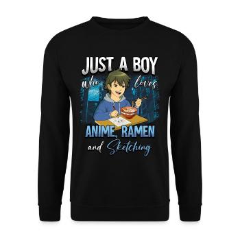 Anime Otaku Weeb - Unisex Sweatshirt - black - Front - Alina (178cm) & Michal (187cm)