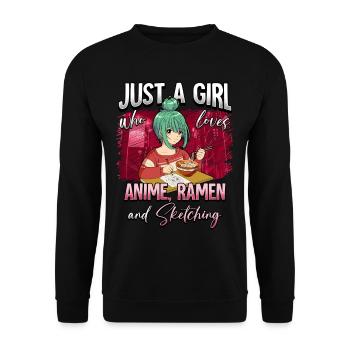 Anime Otaku Weeb - Unisex Sweatshirt - black - Front - Alina (178cm) & Michal (187cm)