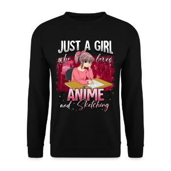 Anime Otaku Weeb - Unisex Sweatshirt - black - Front - Alina (178cm) & Michal (187cm)