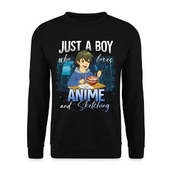 Anime Otaku Weeb - Unisex Sweatshirt - black - Front - Alina (178cm) & Michal (187cm)