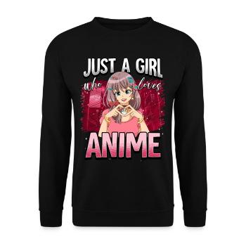 Anime Otaku Weeb - Unisex Sweatshirt - black - Front - Alina (178cm) & Michal (187cm)