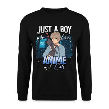 Anime Otaku Weeb - Unisex Sweatshirt - black - Front - Alina (178cm) & Michal (187cm)