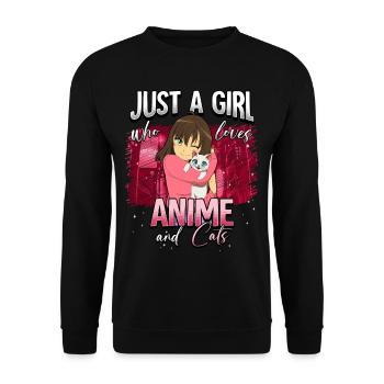 Anime Otaku Weeb - Unisex Sweatshirt - black - Front - Alina (178cm) & Michal (187cm)