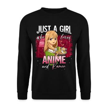Anime Otaku Weeb - Unisex Sweatshirt - black - Front - Alina (178cm) & Michal (187cm)