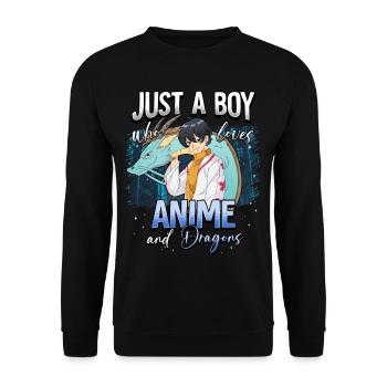 Anime Otaku Weeb - Unisex Sweatshirt - black - Front - Alina (178cm) & Michal (187cm)