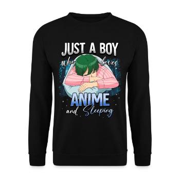 Anime Otaku Weeb - Unisex Sweatshirt - black - Front - Alina (178cm) & Michal (187cm)