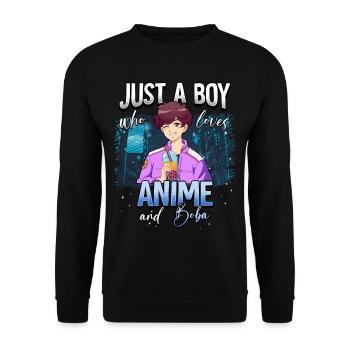 Anime Otaku Weeb - Unisex Sweatshirt - black - Front - Alina (178cm) & Michal (187cm)