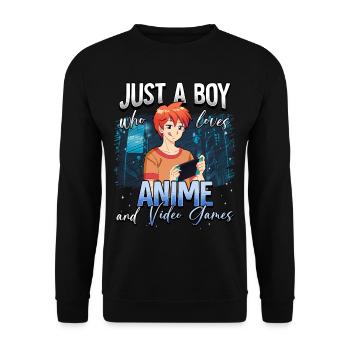 Anime Otaku Weeb - Unisex Sweatshirt - black - Front - Alina (178cm) & Michal (187cm)