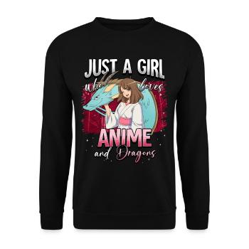Anime Otaku Weeb - Unisex Sweatshirt - black - Front - Alina (178cm) & Michal (187cm)