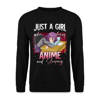 Anime Otaku Weeb - Unisex Sweatshirt - black - Front - Alina (178cm) & Michal (187cm)