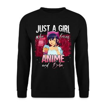 Anime Otaku Weeb - Unisex Sweatshirt - black - Front - Alina (178cm) & Michal (187cm)
