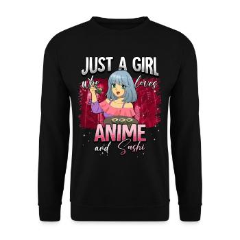 Anime Otaku Weeb - Unisex Sweatshirt - black - Front - Alina (178cm) & Michal (187cm)