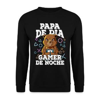 Day Dad Gamer Night Father's Day - Unisex Sweatshirt - black - Front - Alina (178cm) & Michal (187cm)