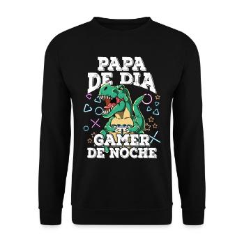 Day Dad Gamer Night Father's Day - Unisex Sweatshirt - black - Front - Alina (178cm) & Michal (187cm)