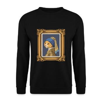 Histoire de l’art Chat Arts visuels Vermeer - Sweat-shirt Unisexe - noir - Devant - Alina (178cm) & Michal (187cm)