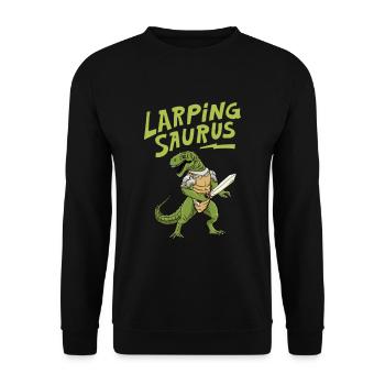 Larp Saurus T-REX RPG Role-playing game design for a - Unisex Sweatshirt - black - Front - Alina (178cm) & Michal (187cm)