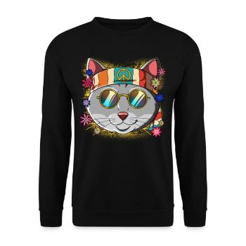60s 70s Costume Groovy Hippie - Unisex Sweatshirt - black - Front - Alina (178cm) & Michal (187cm)