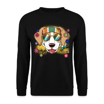 60s 70s Costume Groovy Hippie - Sweat-shirt Unisexe - noir - Devant - Alina (178cm) & Michal (187cm)