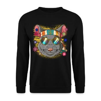 60s 70s Costume Groovy Hippie - Sweat-shirt Unisexe - noir - Devant - Alina (178cm) & Michal (187cm)