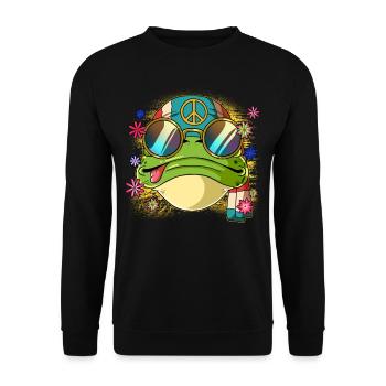 60s 70s Costume Groovy Hippie - Sweat-shirt Unisexe - noir - Devant - Alina (178cm) & Michal (187cm)