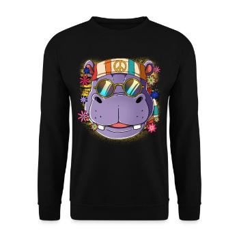 60s 70s Costume Groovy Hippie - Sweat-shirt Unisexe - noir - Devant - Alina (178cm) & Michal (187cm)