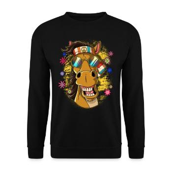 60s 70s Costume Groovy Hippie - Sweat-shirt Unisexe - noir - Devant - Alina (178cm) & Michal (187cm)