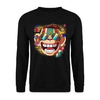 60s 70s Costume Groovy Hippie - Sweat-shirt Unisexe - noir - Devant - Alina (178cm) & Michal (187cm)
